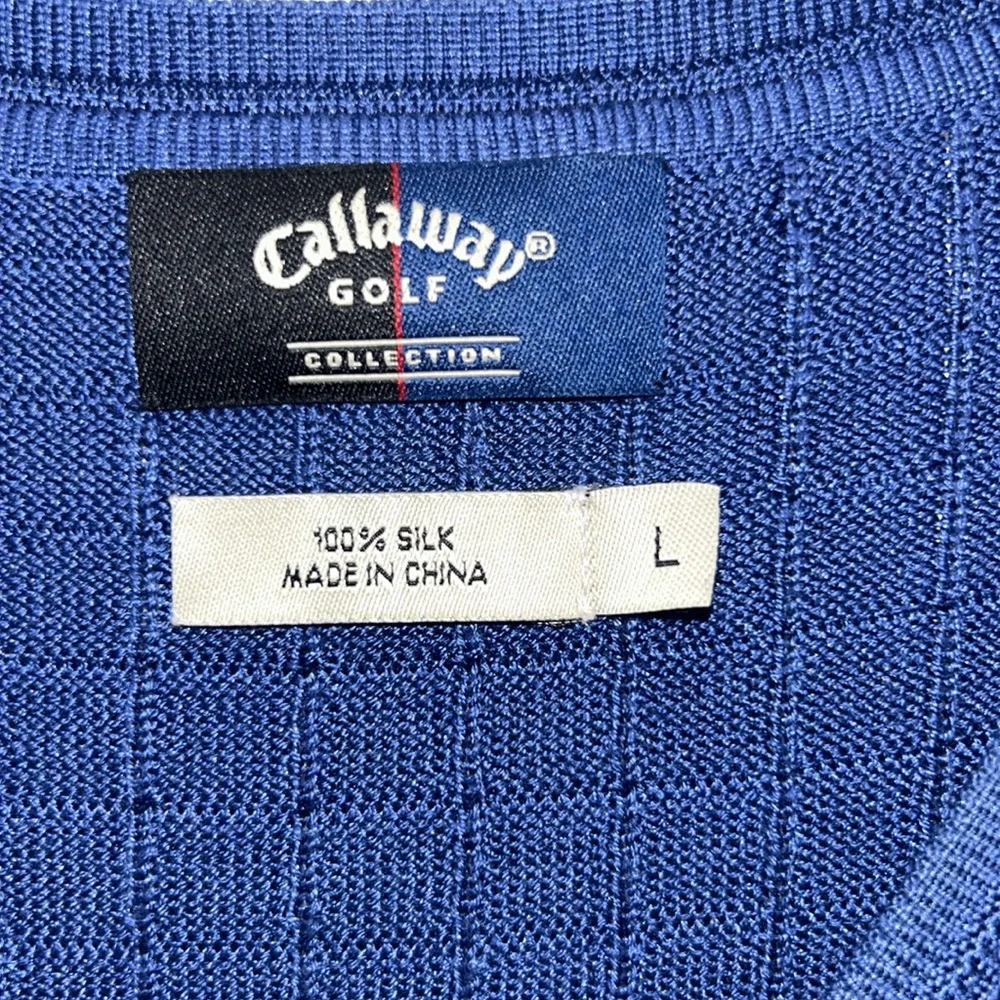 Callaway Gold collection  Blue V-Neck Sweater 100 percent silk size large.
